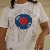 Tshirt fabrique en france Music is my true friend Joe Carry femme